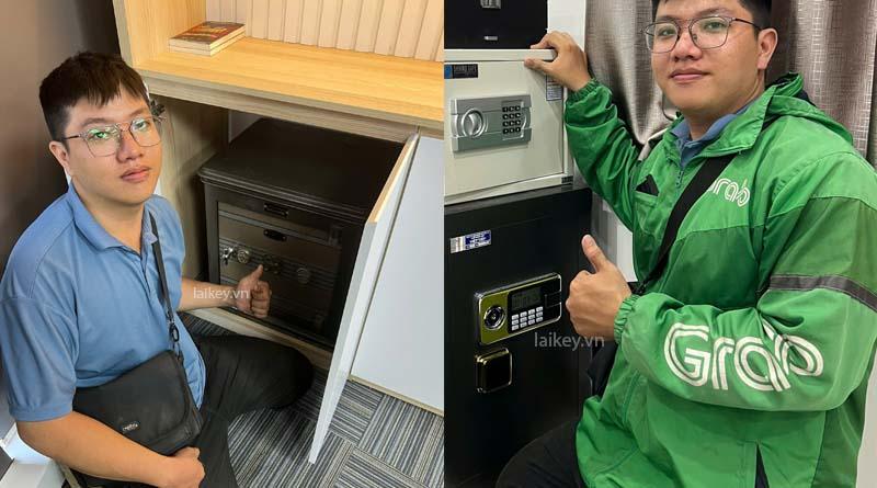 Đánh giá nguồn và pin két sắt khi nhập mã đúng nhưng không mở. Hình ảnh minh họa và không bao gồm thao tác mở.